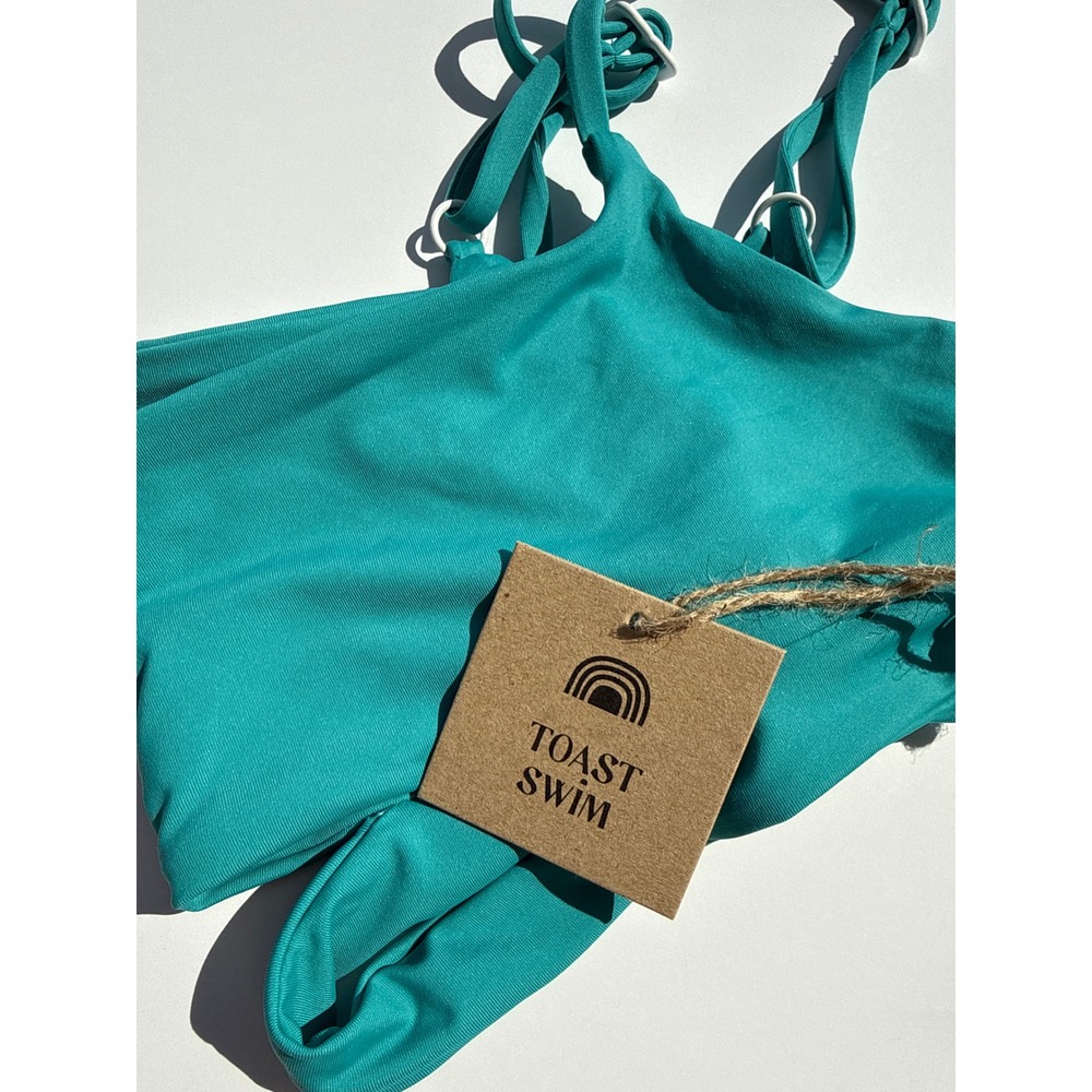 Toast Swim Bikini Top Size Small Recycled Nylon adjustable Teal NWT resort wear